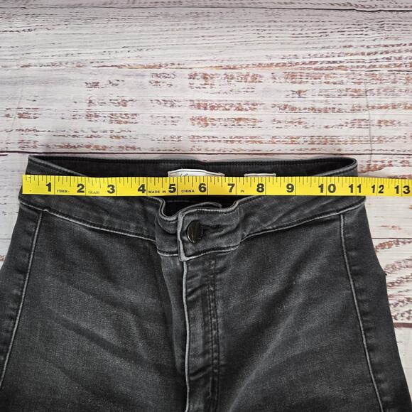 KanCan Y2K Jeans 25 Black Ultra High Rise Extreme Flare Distressed Frayed Hem - Picture 7 of 10